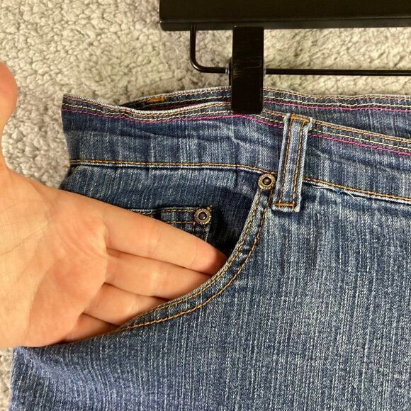 Adolfo Bootcut Jeans Womens Size 12 Boot Cut Mid Rise‎ Ramie Spandex Blue Denim - Picture 10 of 10